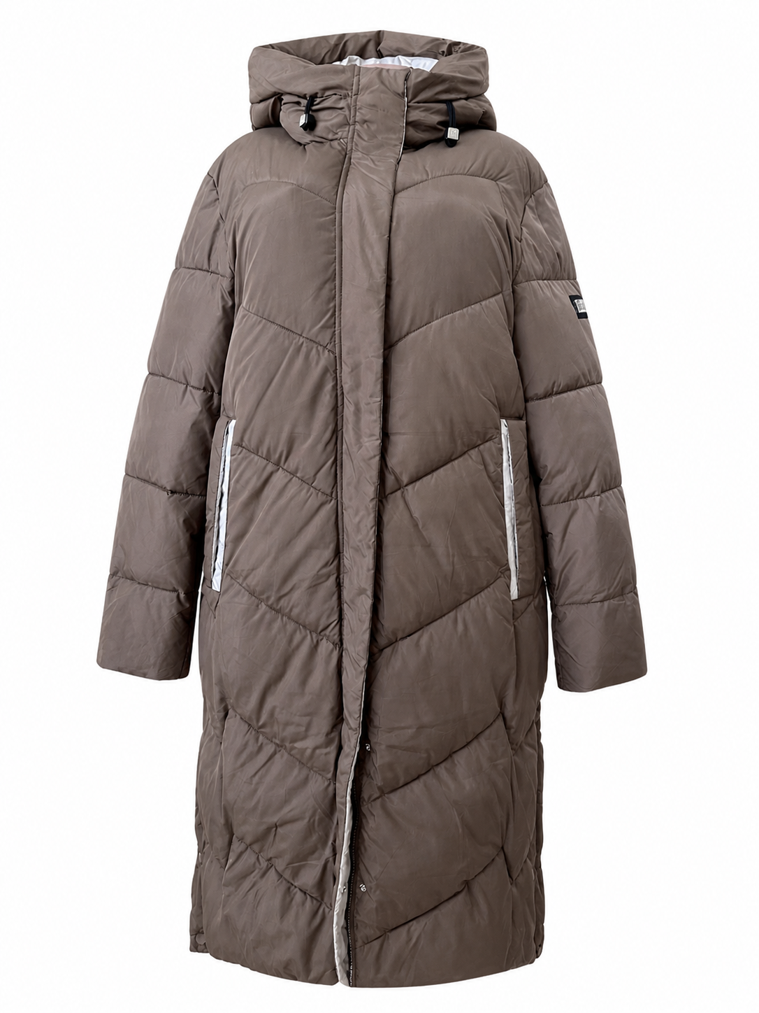 Brown Hooded Longline Puffer Coat
