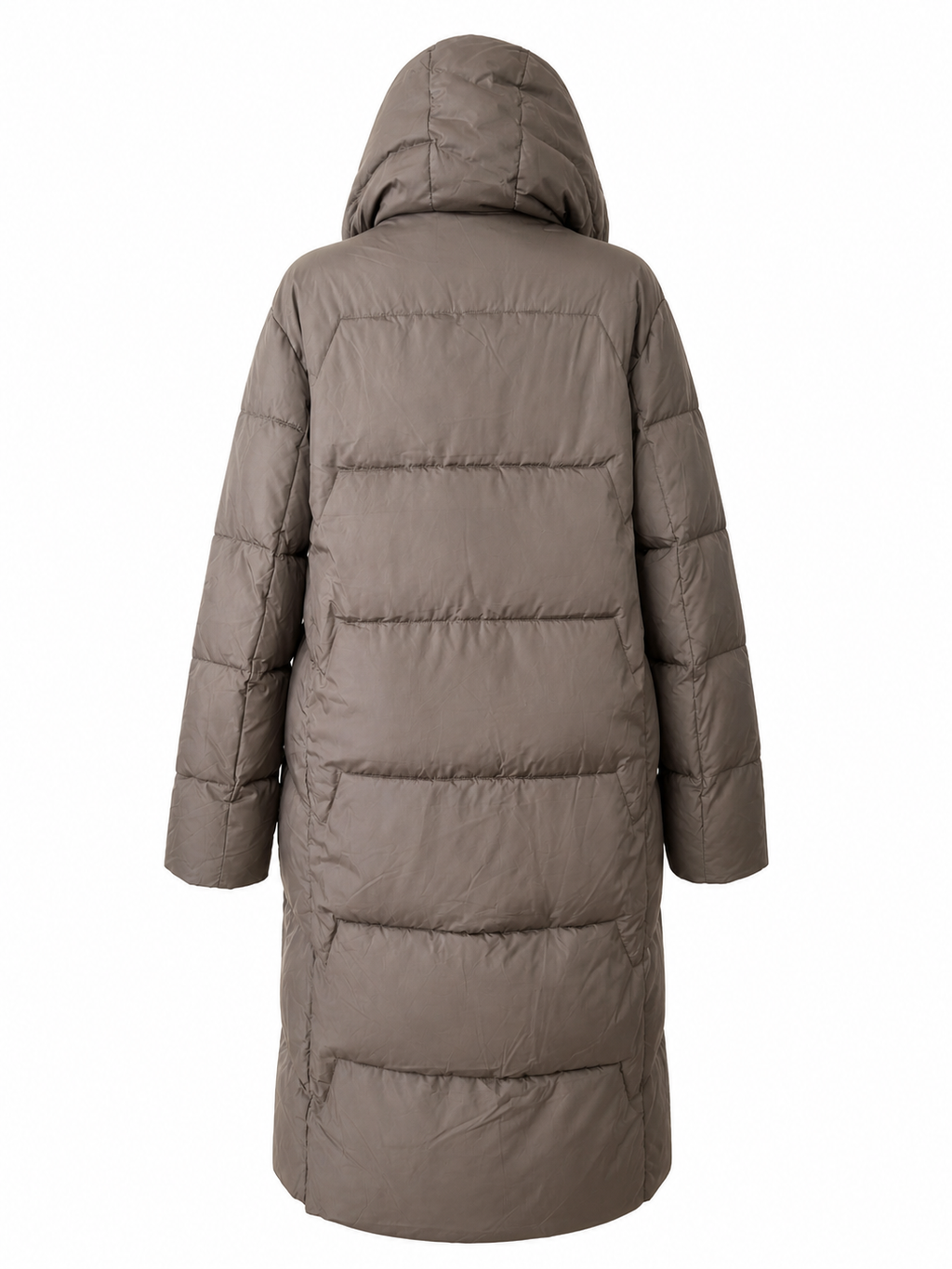 Brown Hooded Longline Puffer Coat