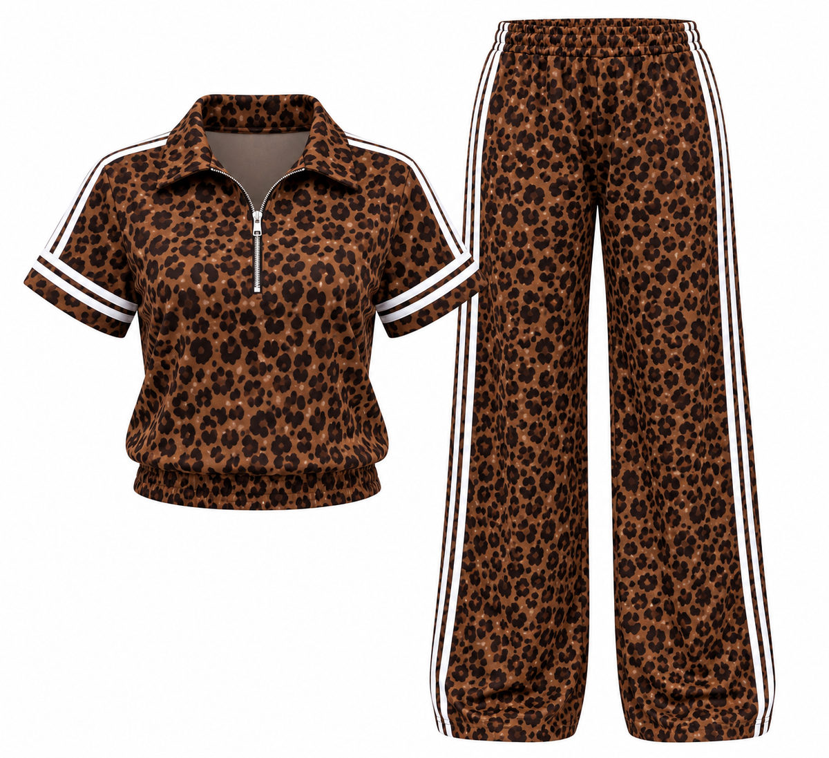 leopard-print two-piece set