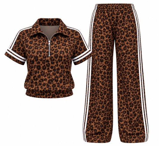leopard-print two-piece set