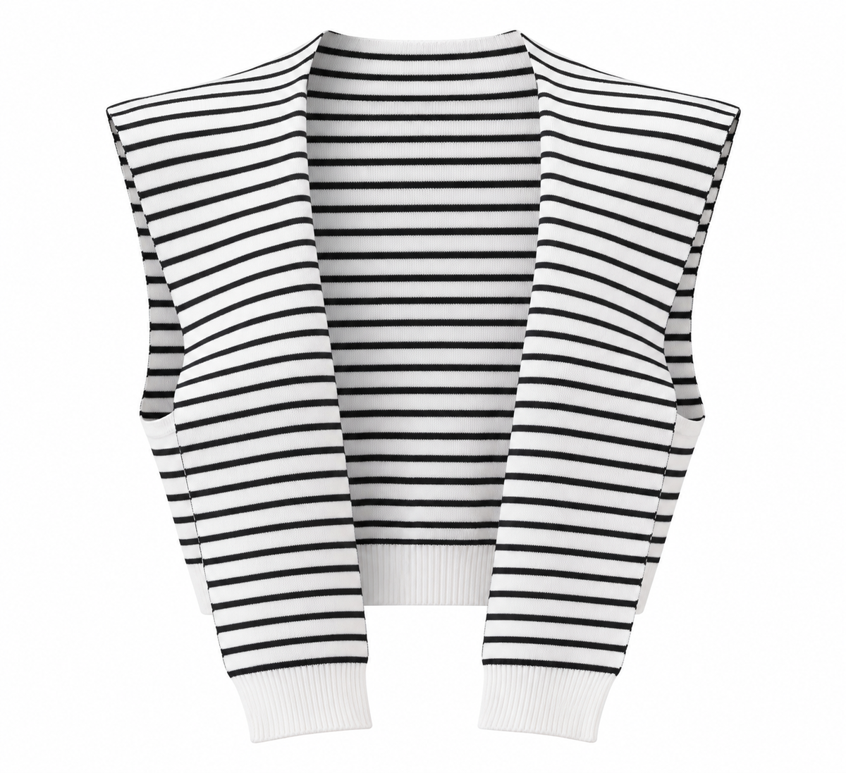Black-and-white striped shoulder shrug