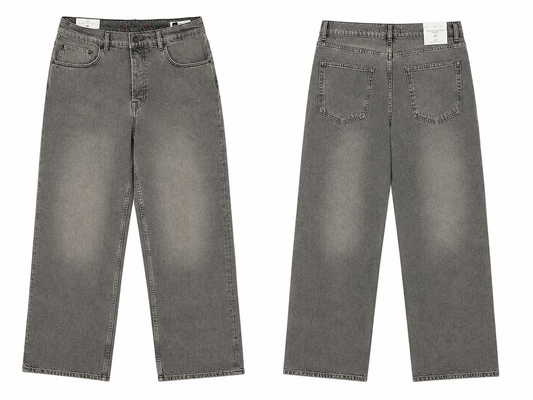 Washed Grey Wide Leg Jeans