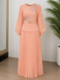 Blush Crystal Pleated Maxi Dress