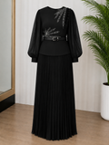 Midnight Sparkle Pleated Maxi Dress