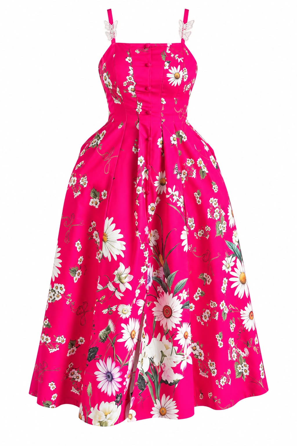 Pink daisy bloom midi dress