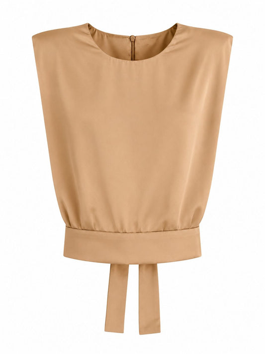 Padded-Shoulder Sleeveless Tops