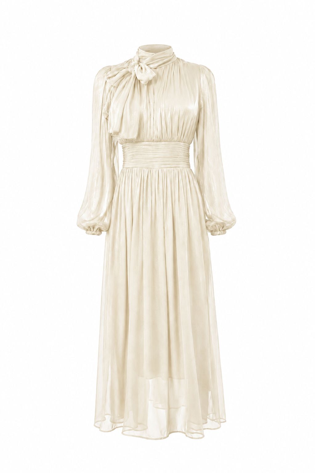 Cream white classic chiffon dress