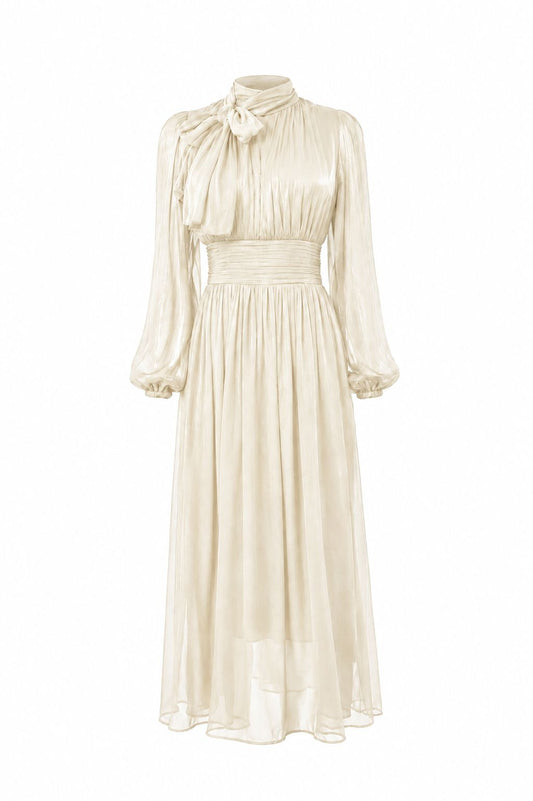 Cream white classic chiffon dress