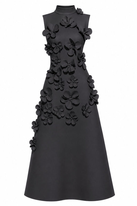 Black long bloom dress